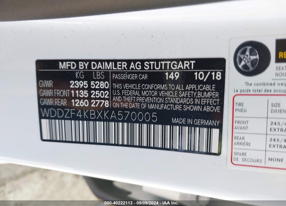 2019 MERCEDES-BENZ E 300 4MATIC VIN: WDDZF4KBXKA570005