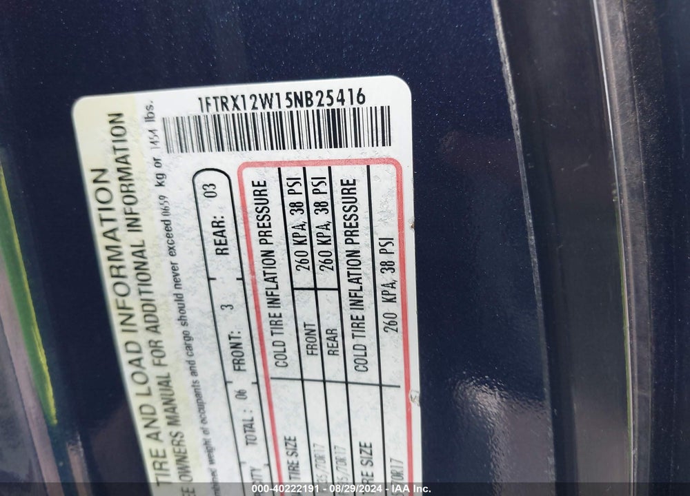 2005 FORD F-150 STX/XL/XLT VIN: 1FTRX12W15NB25416