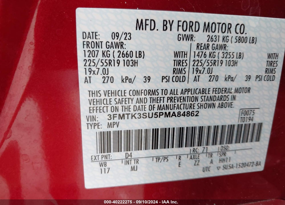 2023 FORD MUSTANG MACH-E PREMIUM VIN: 3FMTK3SU5PMA84862