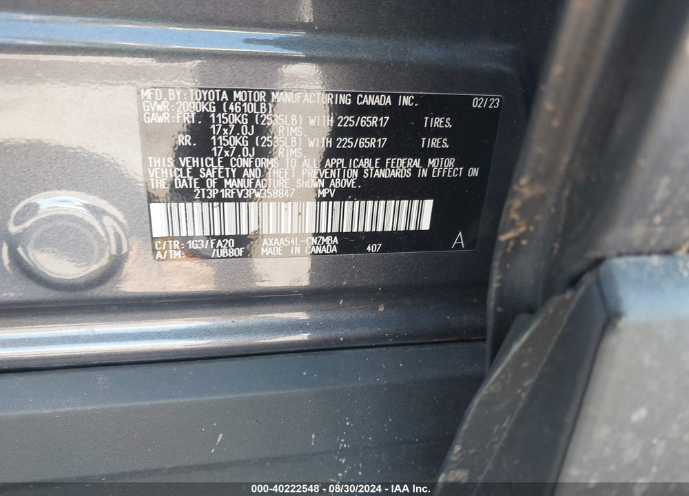 2023 TOYOTA RAV4 XLE VIN: 2T3P1RFV3PW358847