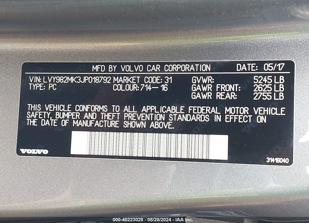 2018 VOLVO S90 T5 MOMENTUM VIN: LVY982MK3JP018792
