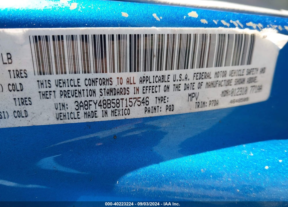 2008 CHRYSLER PT CRUISER LX VIN: 3A8FY48B58T157546