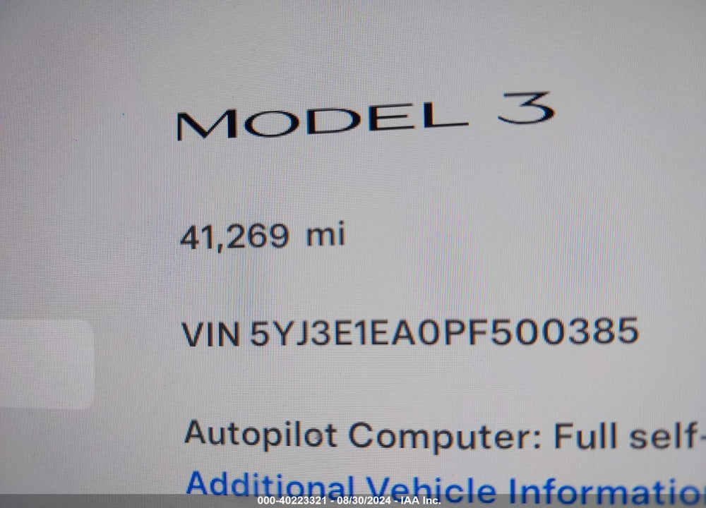 2023 TESLA MODEL 3 REAR-WHEEL DRIVE VIN: 5YJ3E1EA0PF500385
