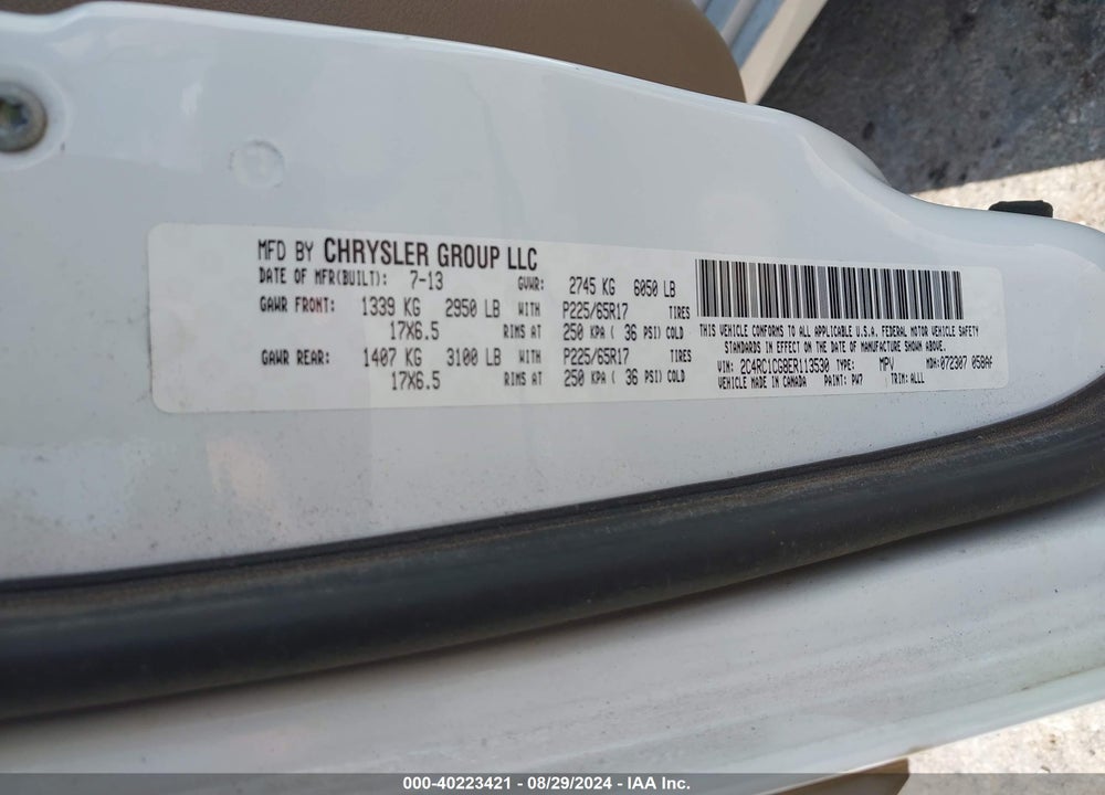 2014 CHRYSLER TOWN & COUNTRY TOURING-L VIN: 2C4RC1CG8ER113530