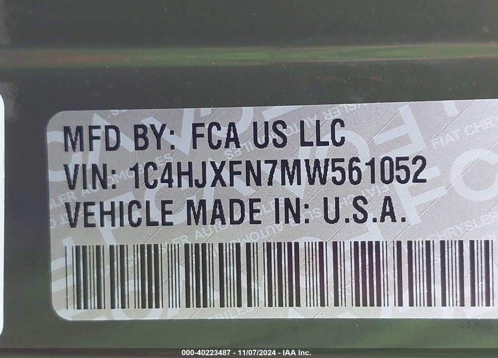2021 JEEP WRANGLER UNLIMITED RUBICON 4X4 VIN: 1C4HJXFN7MW561052