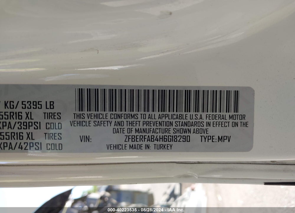 2016 RAM PROMASTER CITY TRADESMAN SLT VIN: ZFBERFBT4G6B26042
