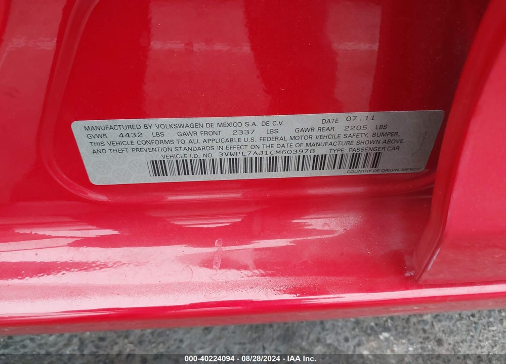 2012 VOLKSWAGEN JETTA SPORTWAGEN 2.0L TDI VIN: 3VWPL7AJ1CM603978