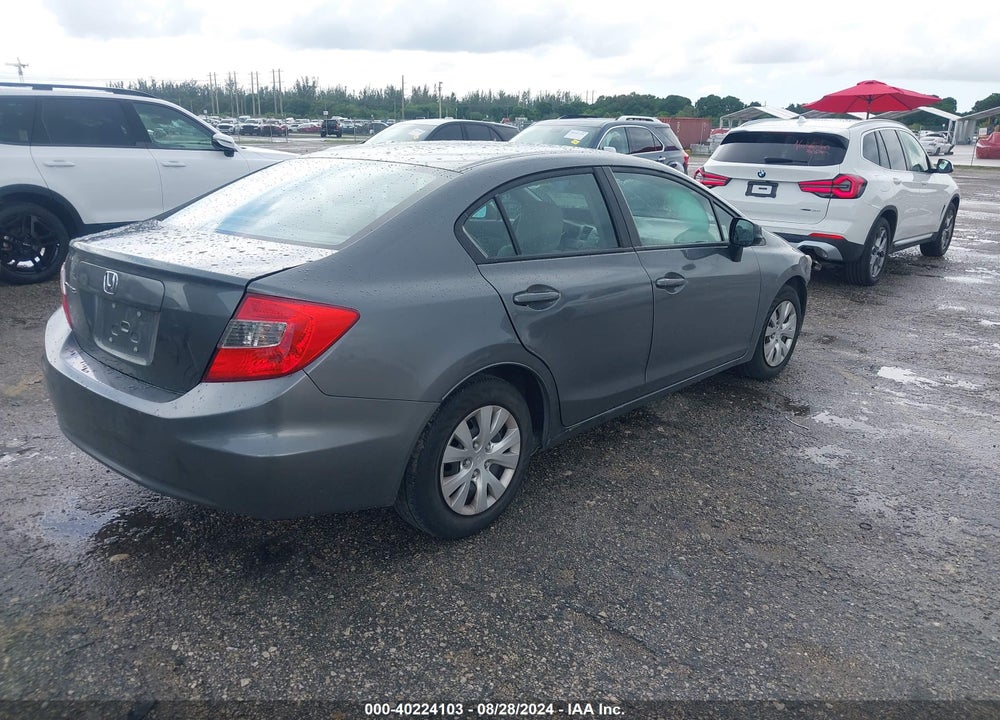 2012 HONDA CIVIC LX VIN: 19XFB2F54CE104599