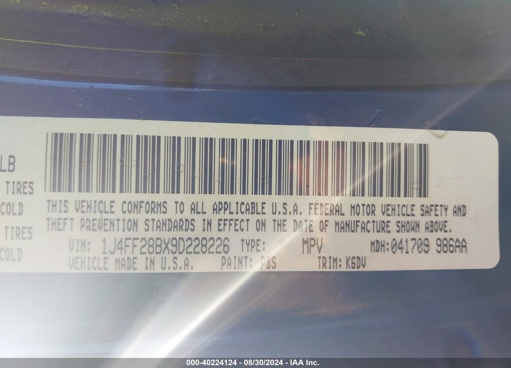 2009 JEEP PATRIOT SPORT VIN: 1J4FF28BX9D228226