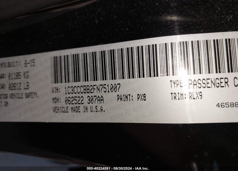 2015 CHRYSLER 200 S VIN: 1C3CCCBB2FN751007