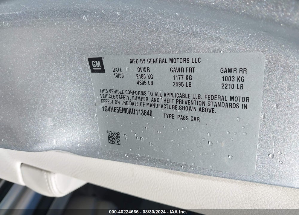 2010 BUICK LUCERNE CXL-3 VIN: 1G4HE5EM0AU113840