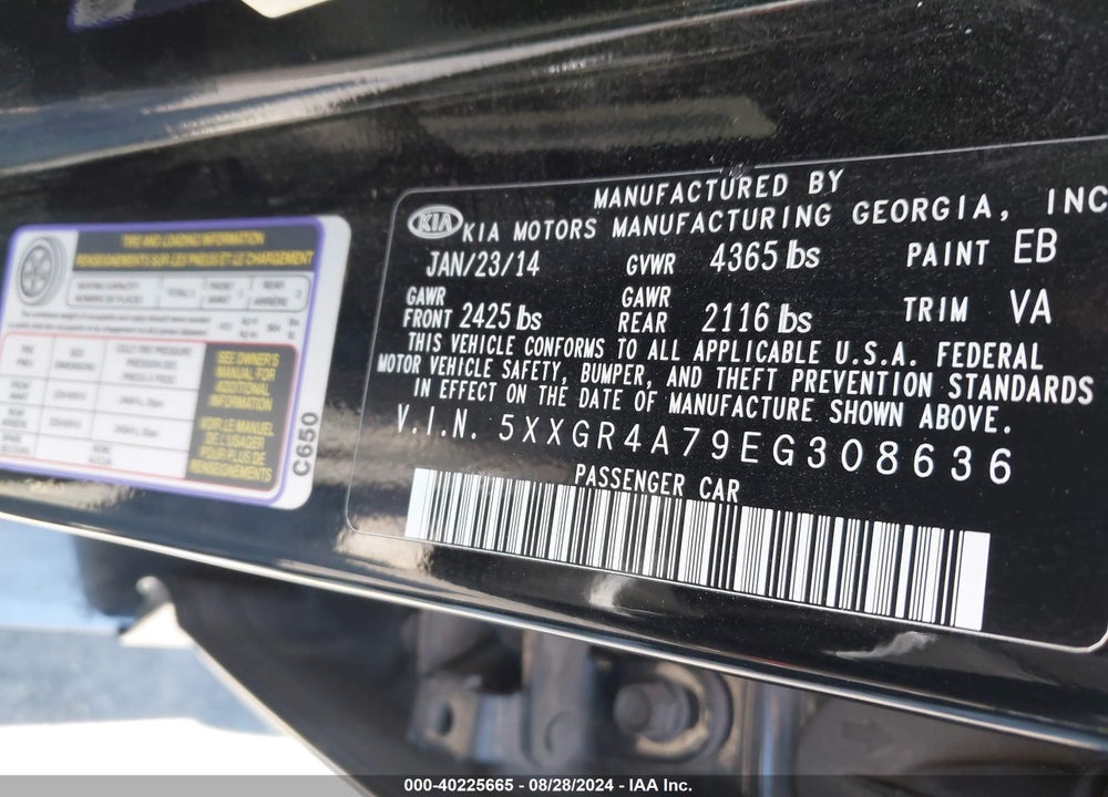 2014 KIA OPTIMA SX VIN: 5XXGR4A79EG308636