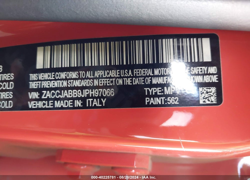 2018 JEEP RENEGADE LATITUDE FWD VIN: ZACCJABB9JPH97066