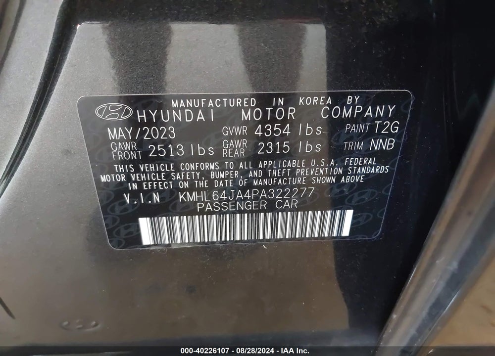 2023 HYUNDAI SONATA SEL VIN: KMHL64JA4PA322277