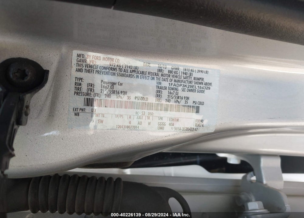 2014 FORD FOCUS SE VIN: 1FADP3K29EL184329