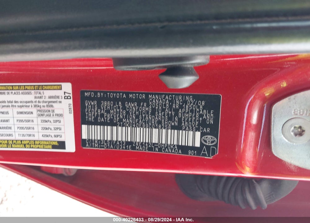 2009 TOYOTA MATRIX VIN: 2T1KU40E99C018256
