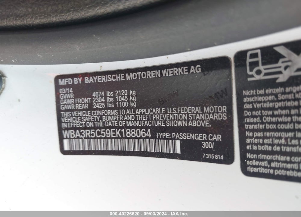 2014 BMW 435I XDRIVE VIN: WBA3R5C59EK188064
