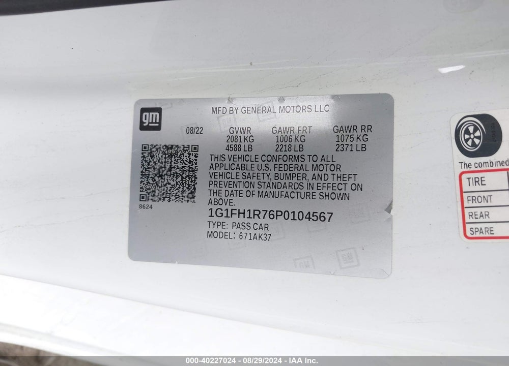 2023 CHEVROLET CAMARO RWD 2SS VIN: 1G1FH1R76P0104567