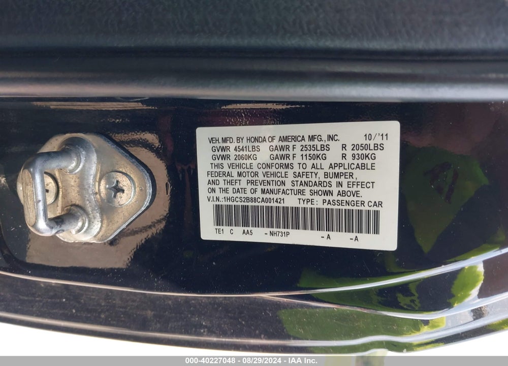 2012 HONDA ACCORD 3.5 EX-L VIN: 1HGCS2B88CA001421
