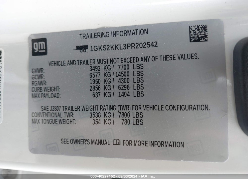 2023 GMC YUKON XL 4WD DENALI ULTIMATE VIN: 1GKS2KKL3PR202542