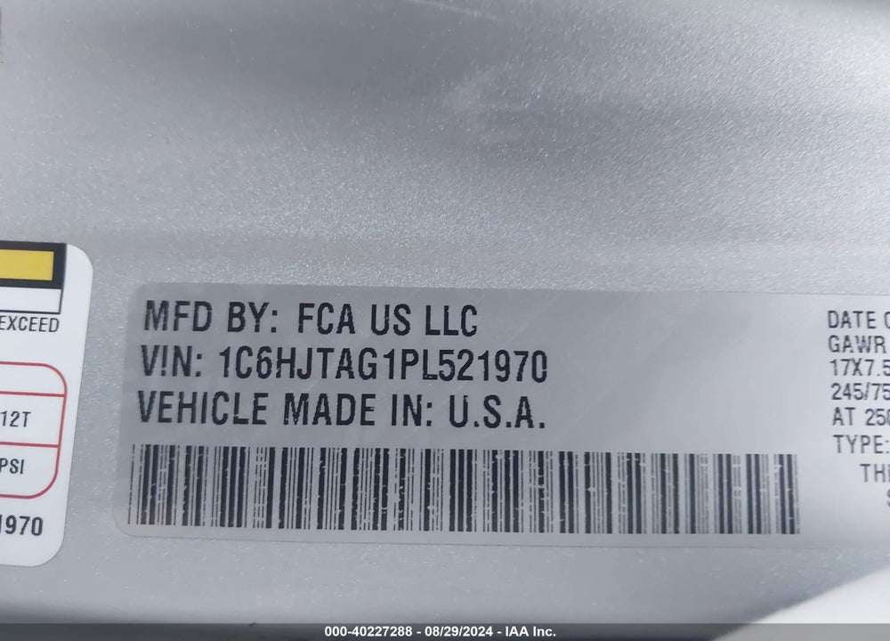 2023 JEEP GLADIATOR SPORT S 4X4 VIN: 1C6HJTAG1PL521970