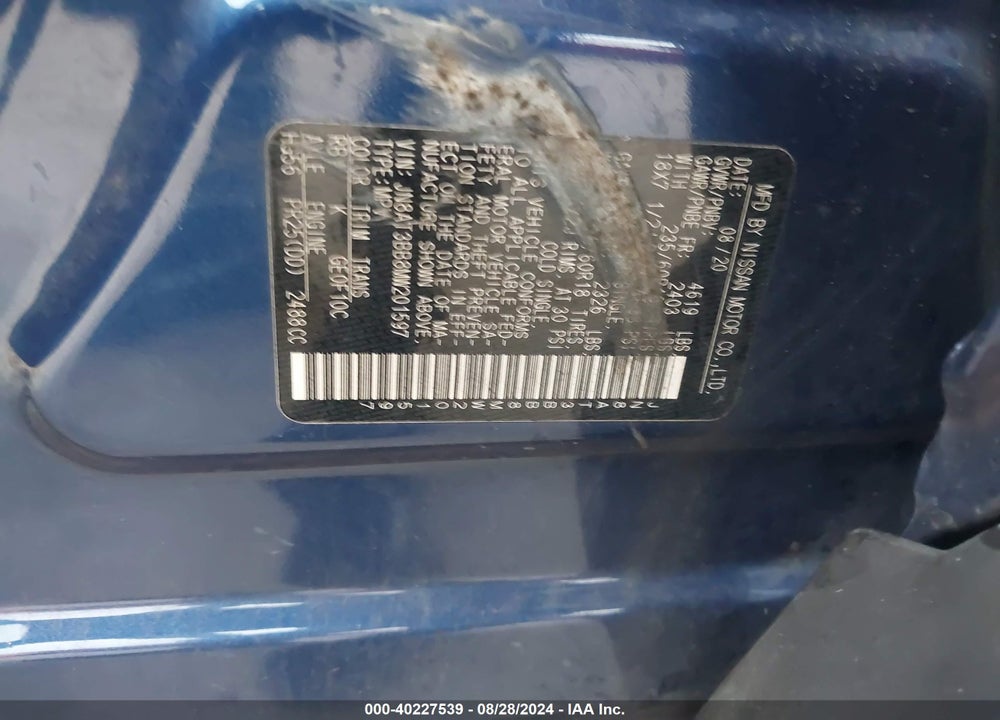 2021 NISSAN ROGUE SV INTELLIGENT AWD VIN: JN8AT3BB8MW201597