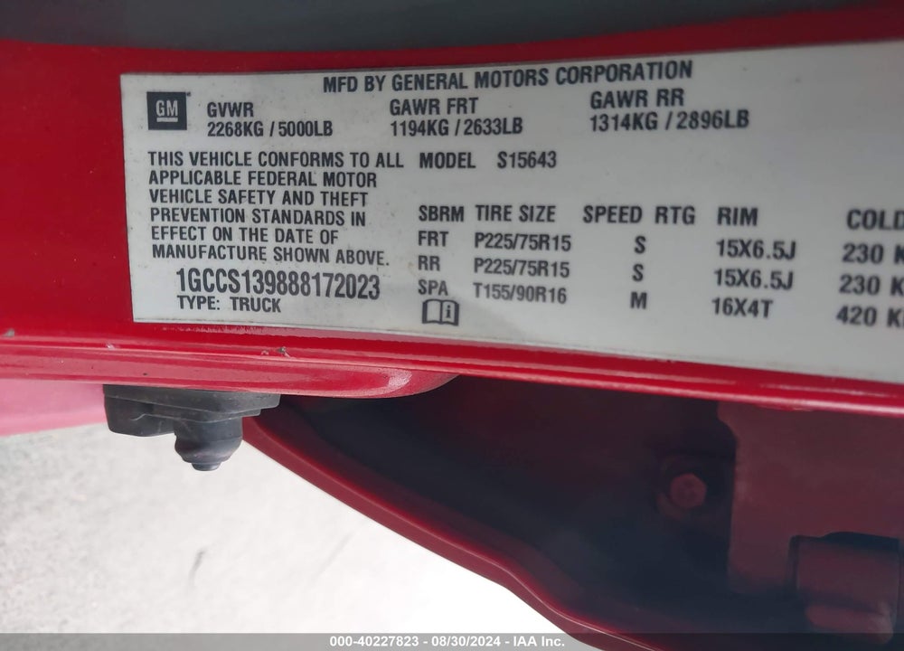 2008 CHEVROLET COLORADO LT VIN: 1GCCS139888172023