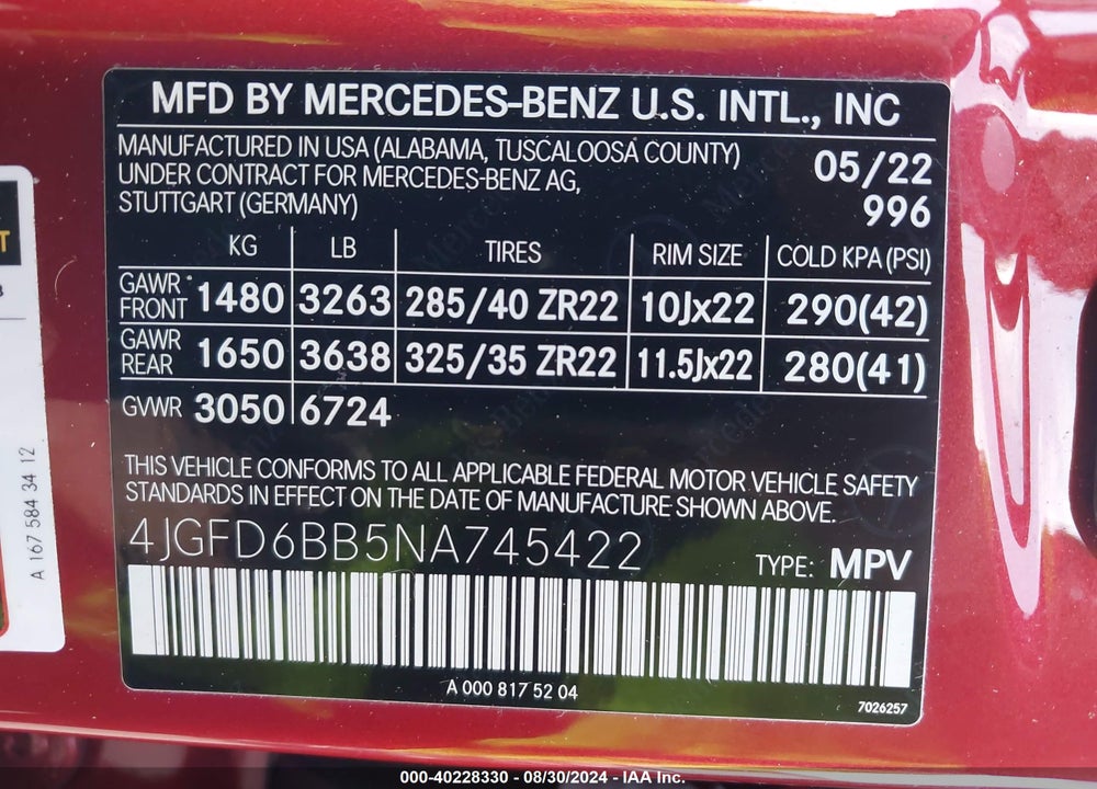 2022 MERCEDES-BENZ AMG GLE 53 COUPE 4MATIC VIN: 4JGFD6BB5NA745422