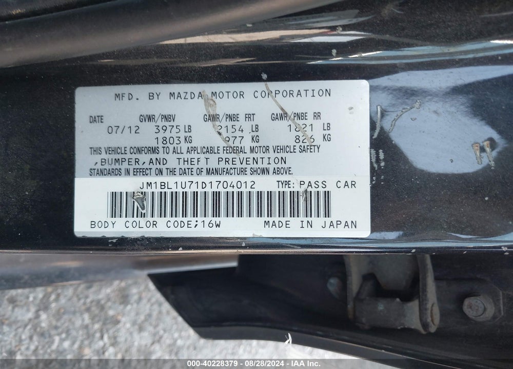 2013 MAZDA 3 I SPORT VIN: JM1BL1U71D1704012