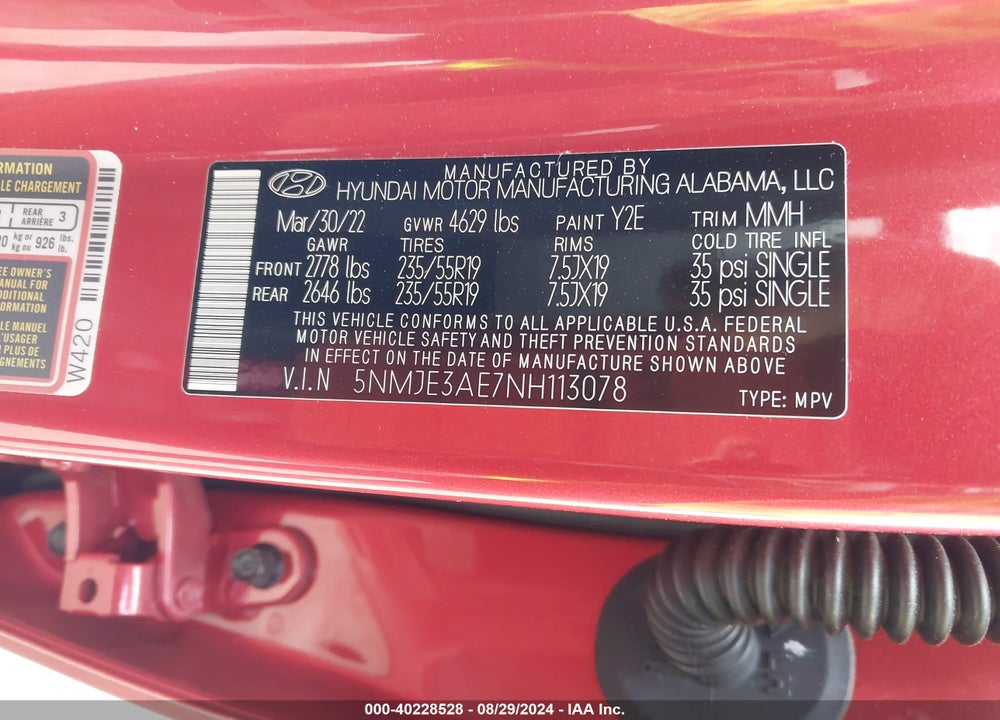 2022 HYUNDAI TUCSON LIMITED VIN: 5NMJE3AE7NH113078