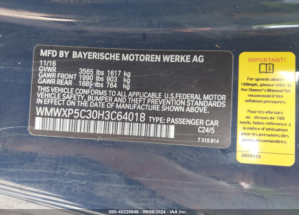 2017 MINI HARDTOP COOPER VIN: WMWXP5C30H3C64018