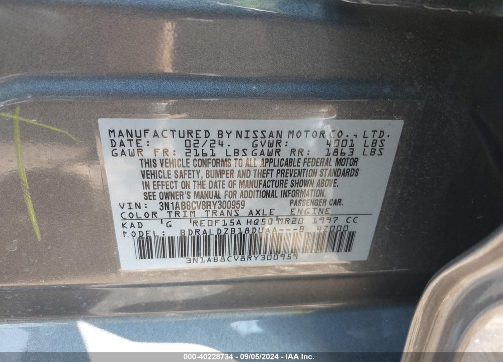 2024 NISSAN SENTRA SV XTRONIC CVT VIN: 3N1AB8CV8RY300959