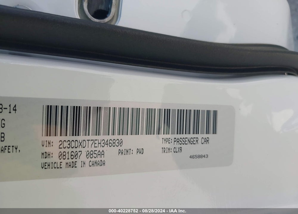 2014 DODGE CHARGER R/T MAX VIN: 2C3CDXDT7EH346830