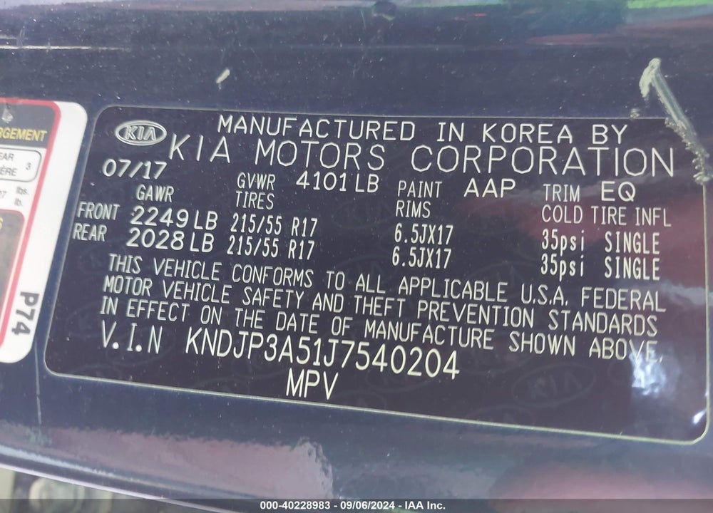 2018 KIA SOUL VIN: KNDJP3A51J7540204