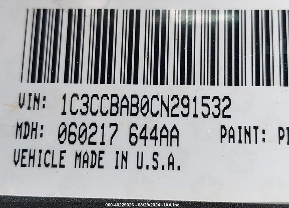 2012 CHRYSLER 200 VIN: 1C3CCBAB0CN291532