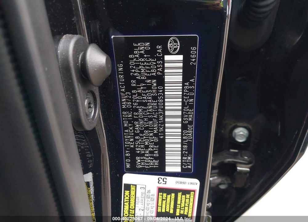 2023 TOYOTA CAMRY XSE V6 VIN: 4T1KZ1AK3PU085340
