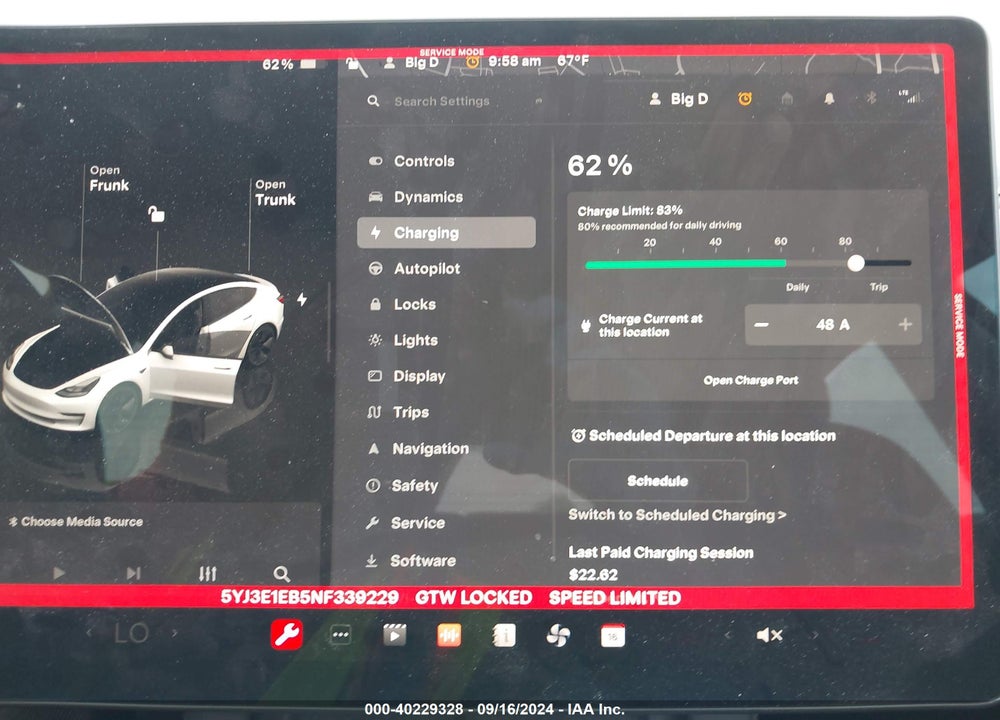 2022 TESLA MODEL 3 LONG RANGE DUAL MOTOR ALL-WHEEL DRIVE VIN: 5YJ3E1EB5NF339229