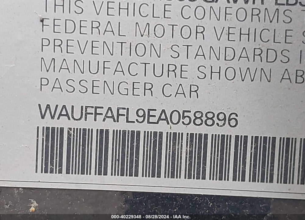 2014 AUDI A4 2.0T PREMIUM VIN: WAUFFAFL9EA058896
