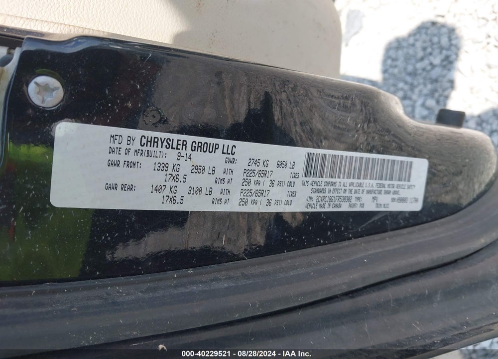 2015 CHRYSLER TOWN & COUNTRY TOURING VIN: 2C4RC1BG1FR538302