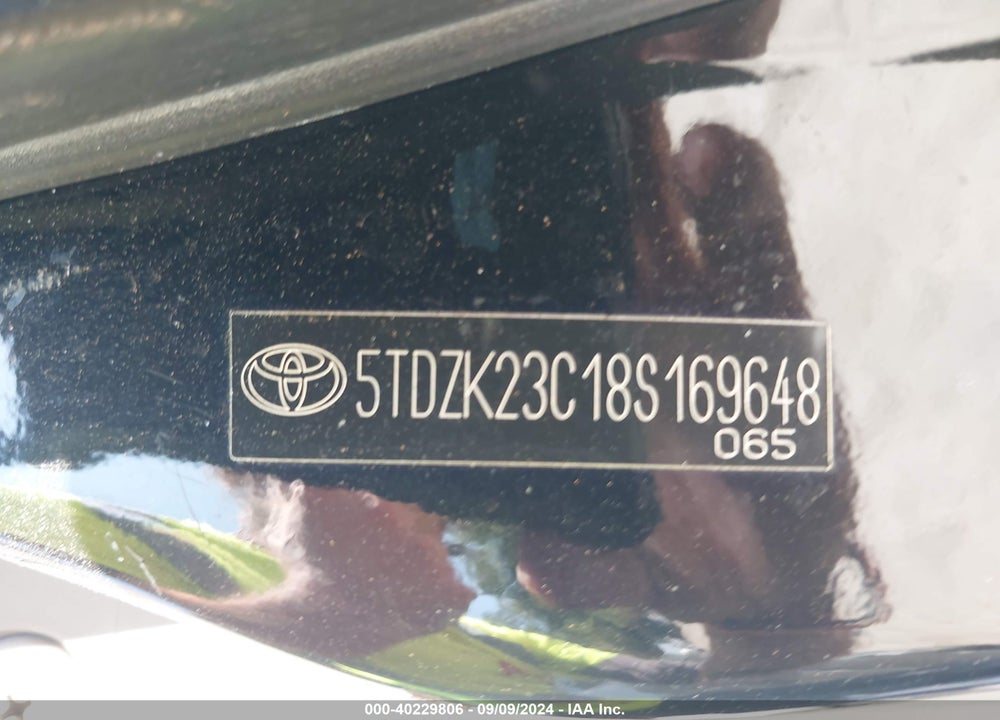 2008 TOYOTA SIENNA LE VIN: 5TDZK23C18S169648