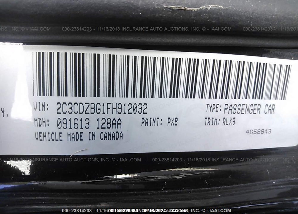 2015 DODGE CHALLENGER SXT PLUS OR R/T PLUS VIN: 2C3CDZBG1FH912032