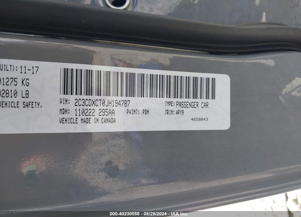 2018 DODGE CHARGER R/T VIN: 2C3CDXCT0JH194787