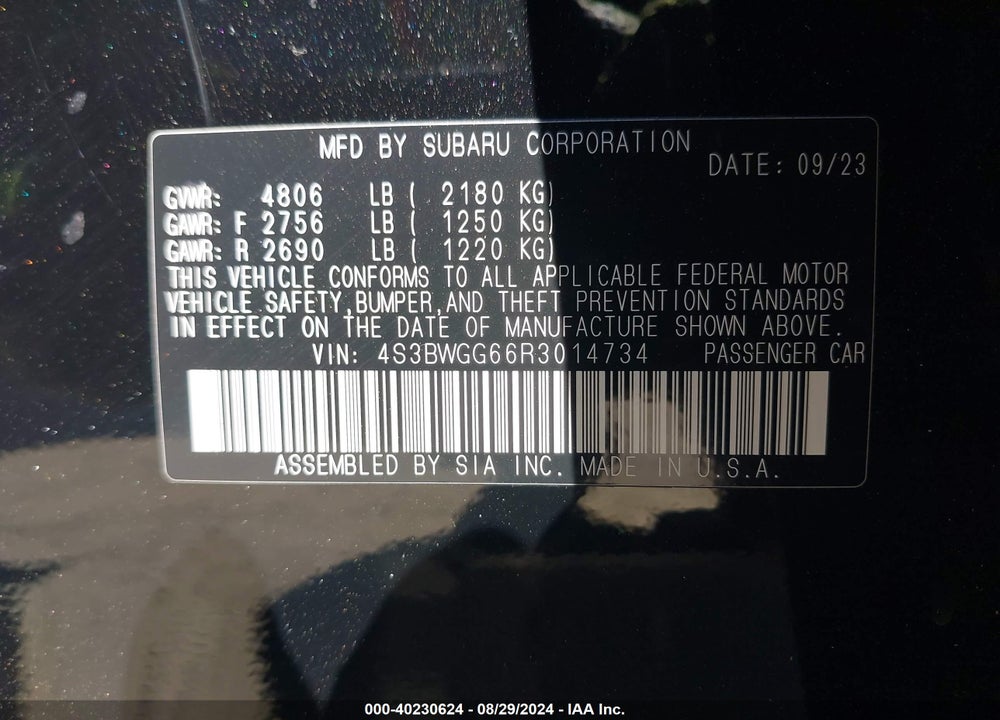 2024 SUBARU LEGACY SPORT VIN: 4S3BWGG66R3014734