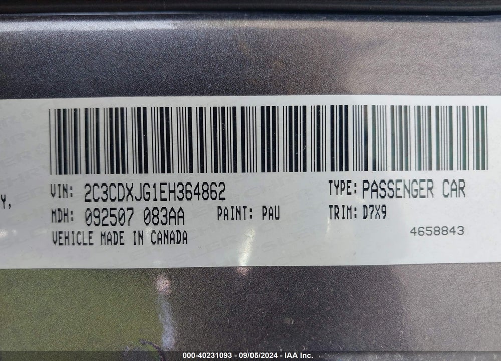2014 DODGE CHARGER SXT VIN: 2C3CDXJG1EH364862