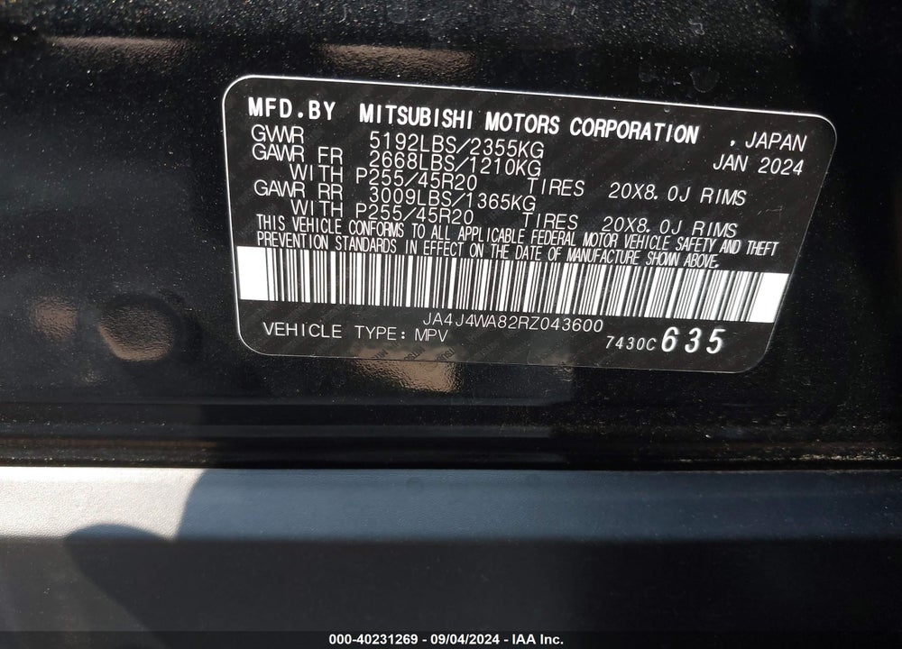 2024 MITSUBISHI OUTLANDER SEL 2.5 S-AWC VIN: JA4J4WA82RZ043600