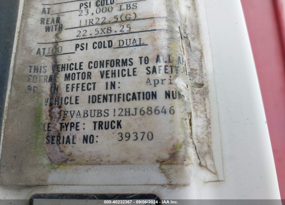 2002 FREIGHTLINER MEDIUM CONVENTIONAL FL70 VIN: 1FVABUBS12HJ68646