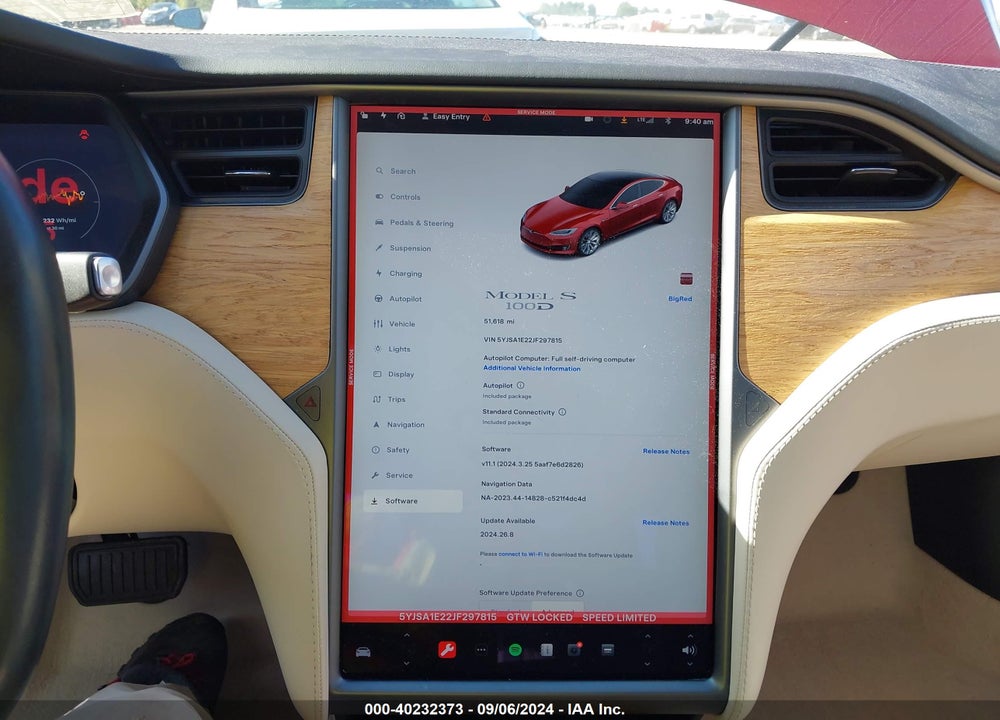 2018 TESLA MODEL S 100D/75D/P100D VIN: 5YJSA1E22JF297815