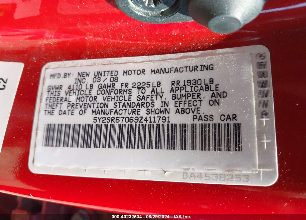 2009 PONTIAC VIBE GT VIN: 5Y2SR67069Z411791