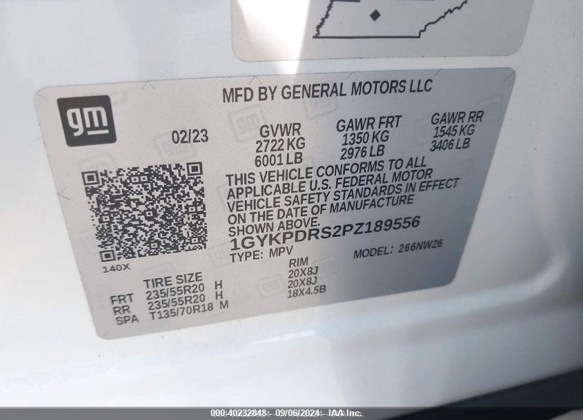 2023 CADILLAC XT6 AWD PREMIUM LUXURY VIN: 1GYKPDRS2PZ189556