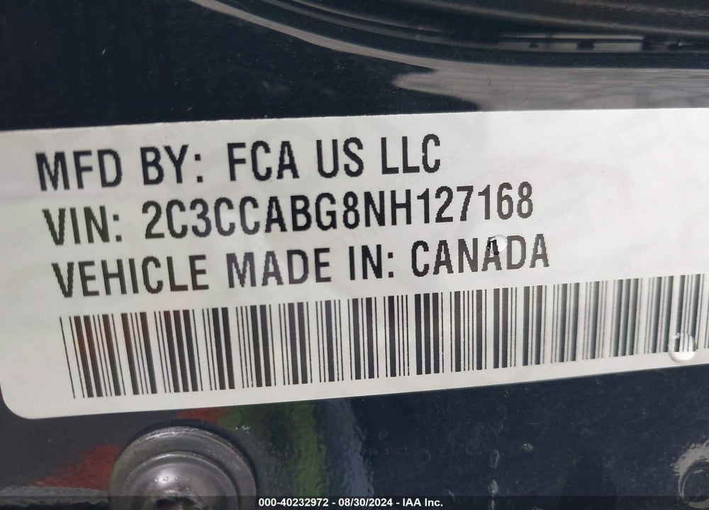 2022 CHRYSLER 300 S VIN: 2C3CCABG8NH127168